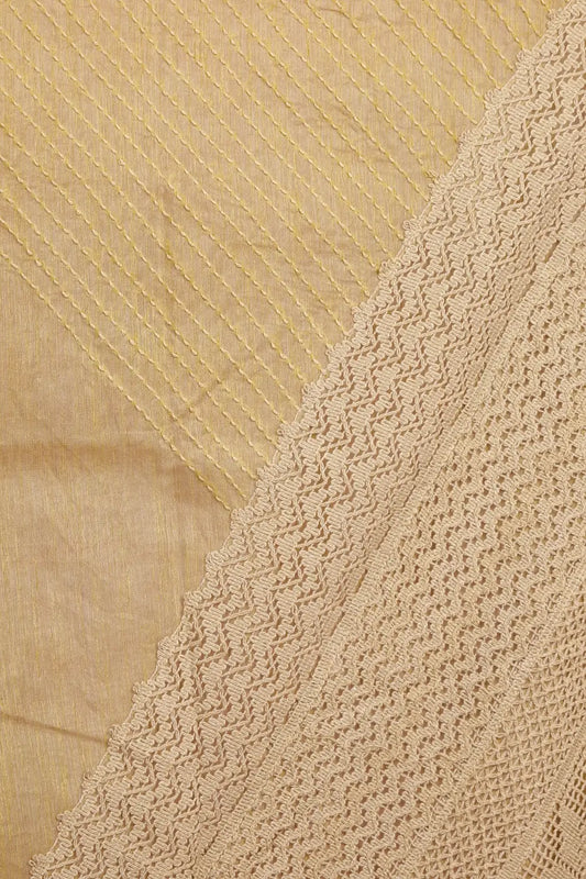 Yellowish Green Semi Organza Saree