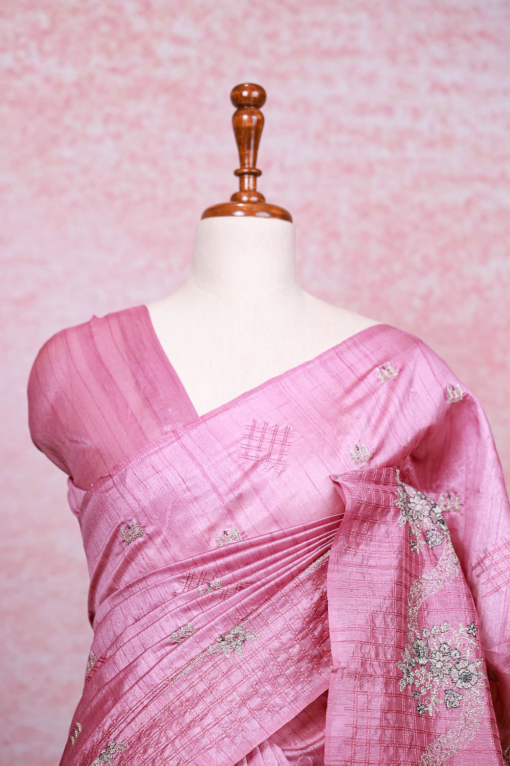 Onion Pink Semi Silk Saree