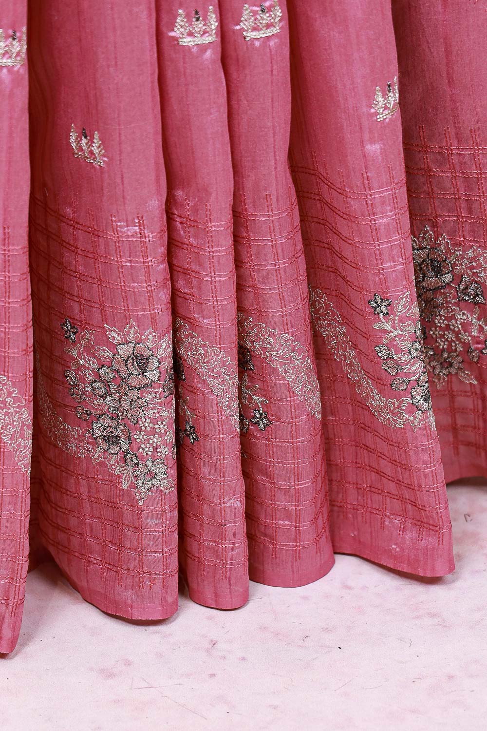 Onion Pink Semi Silk Saree