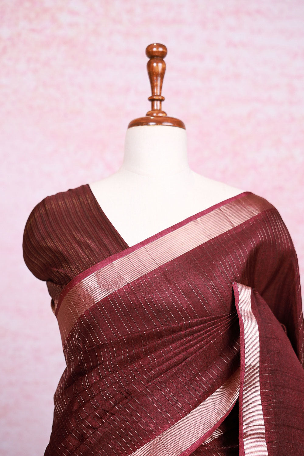 Wine Semi Tussar Saree