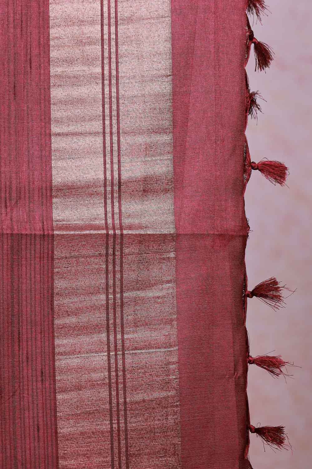 Wine Semi Tussar Saree