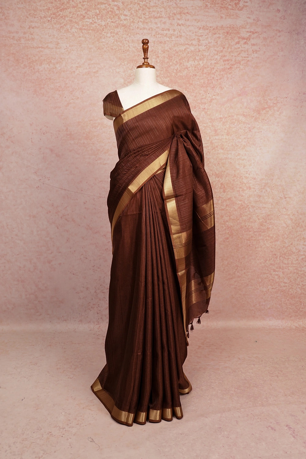 Coffee Brown Tussar Silk Saree