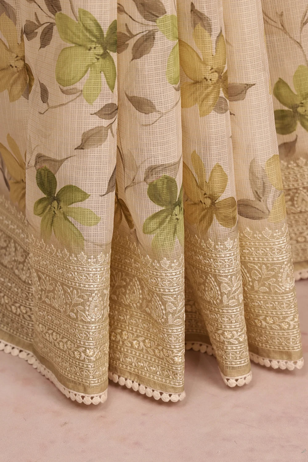 Cream Tussar Kota Saree