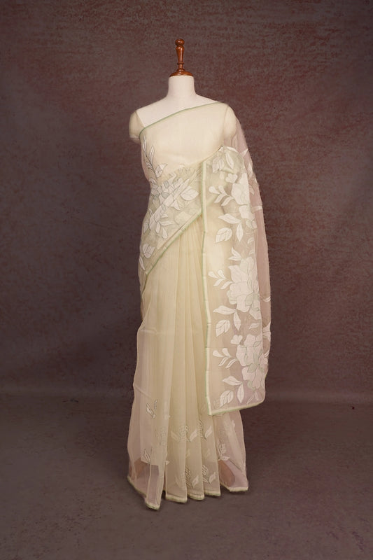 Light Pista Green Tissue Organza Saree