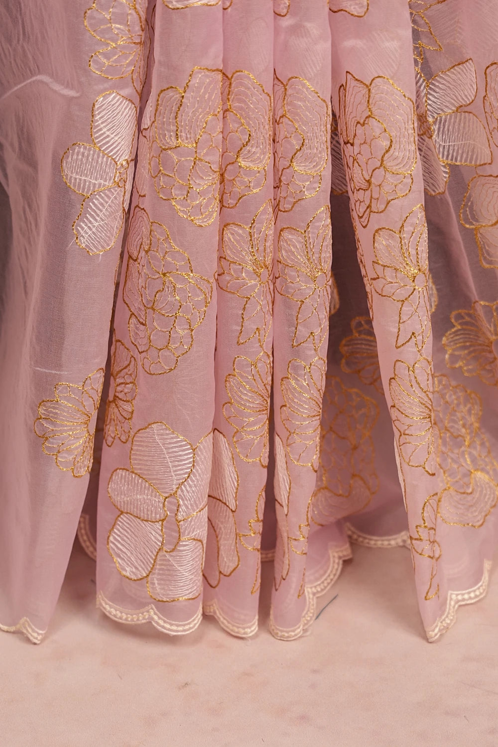 Pastel Pink Semi Organza Saree