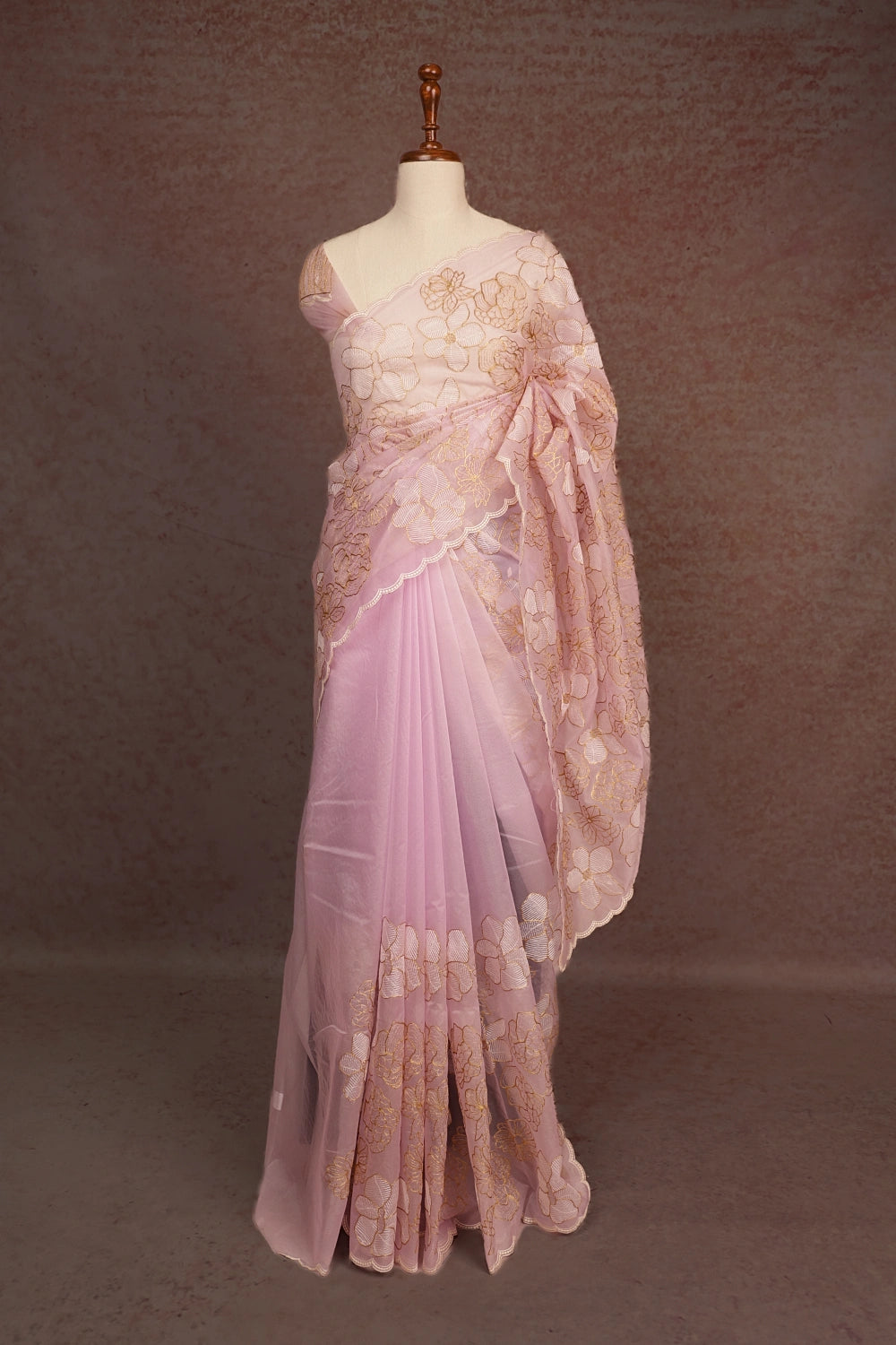 Pastel Pink Semi Organza Saree