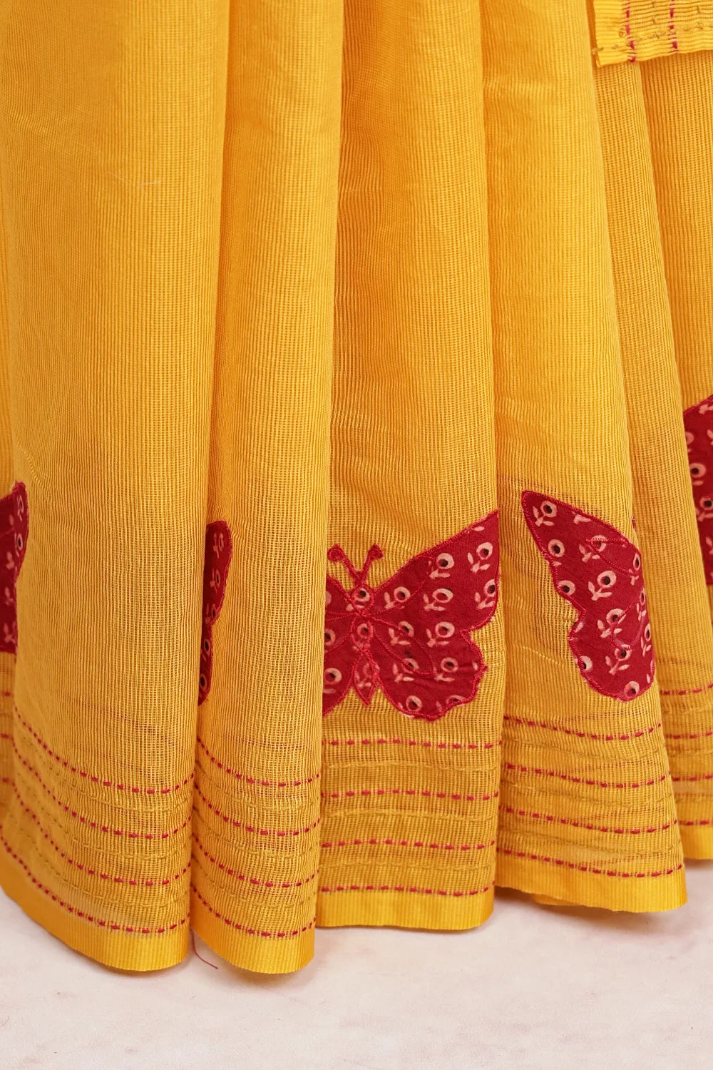 Mustard Yellow Kota Saree