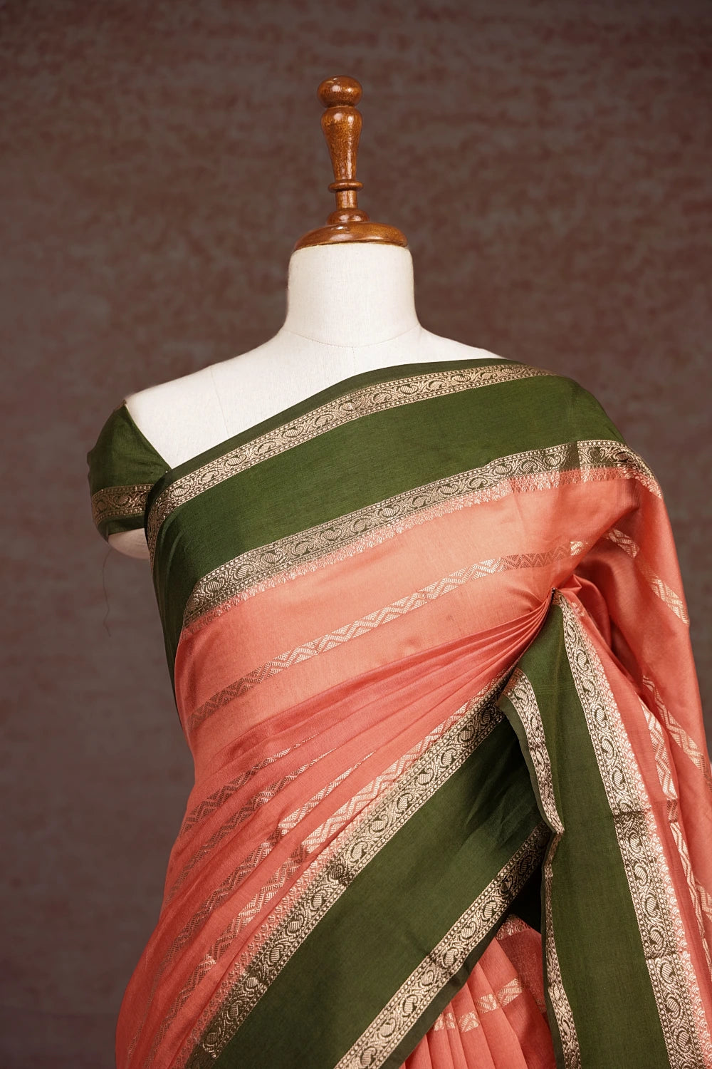 Peach Semi Chanderi Silk Saree