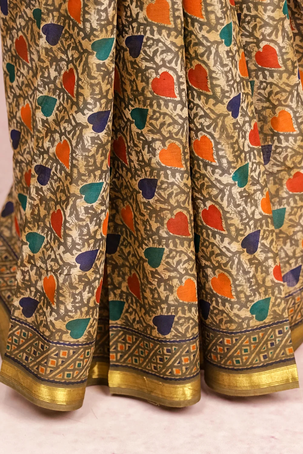 Light Olive Green Mul Cotton Saree