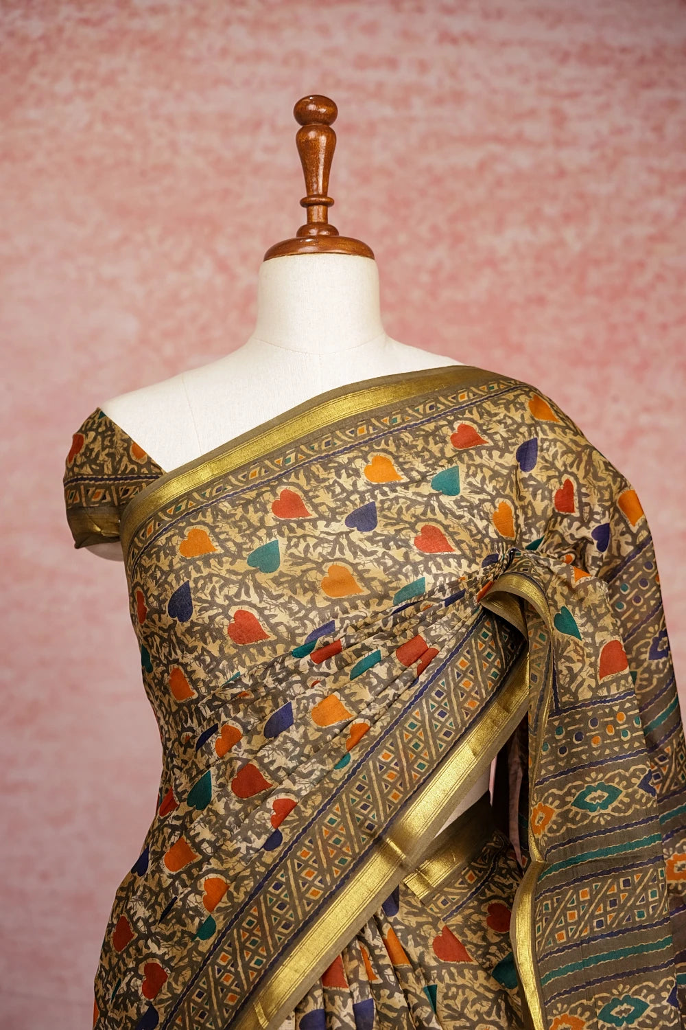 Light Olive Green Mul Cotton Saree