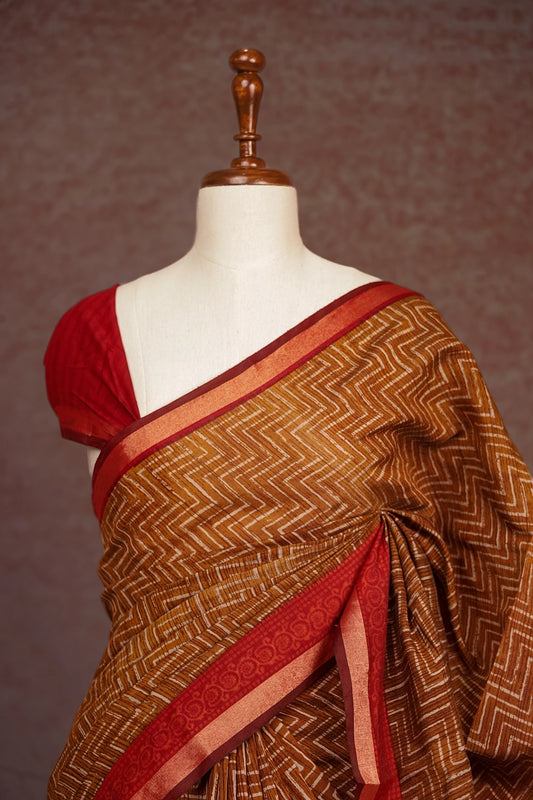 Caramel Shade Semi Chanderi Saree