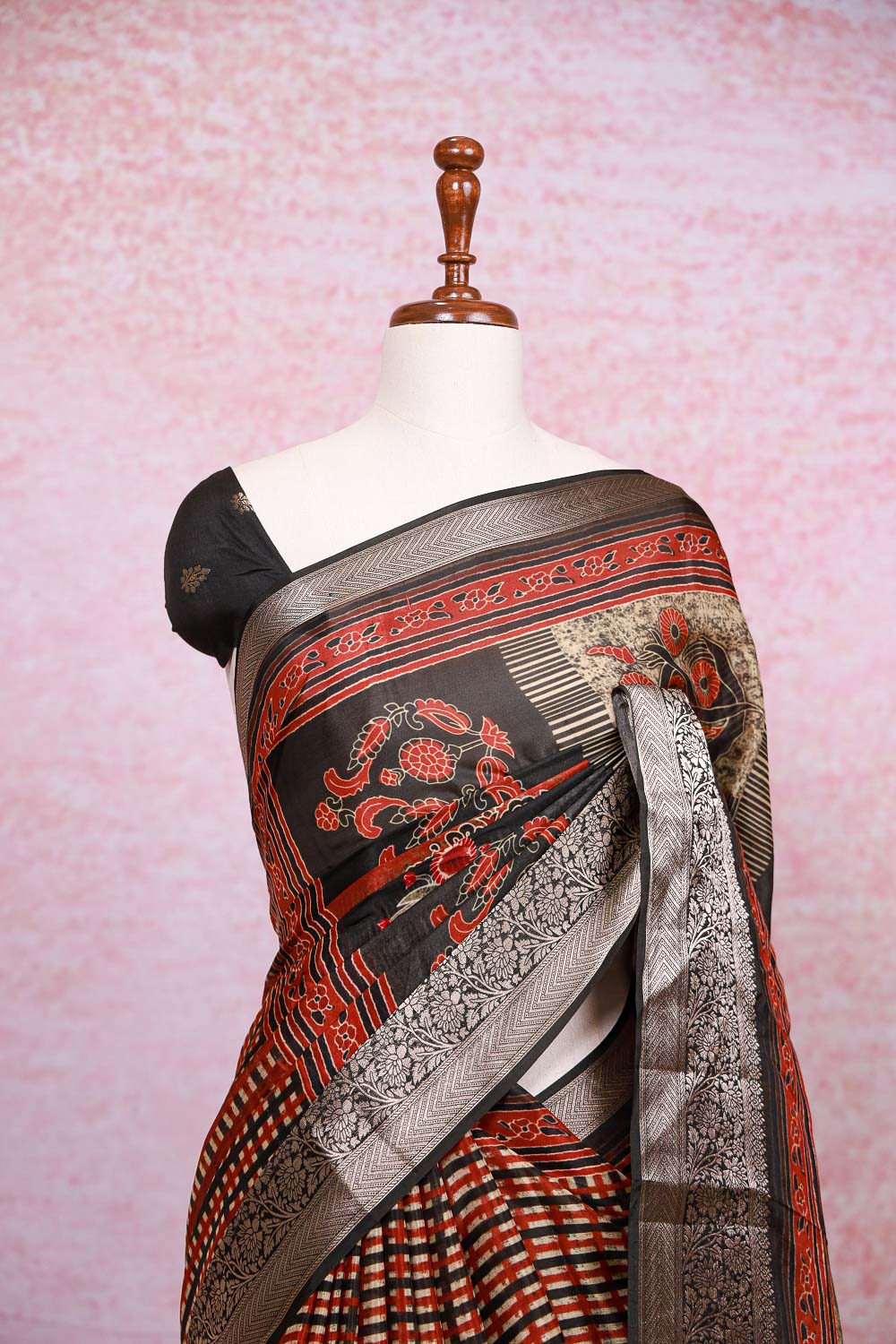Maroon Semi Chanderi Saree