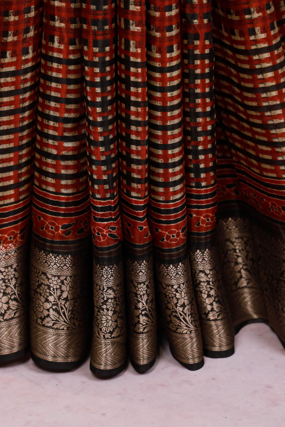 Maroon Semi Chanderi Saree