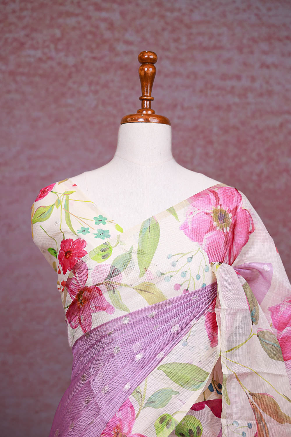 Lavender Net Kota Saree