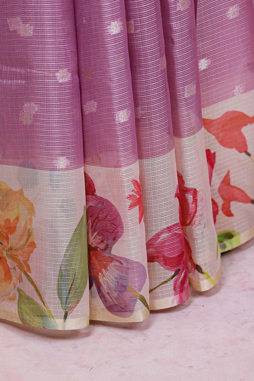 Lavender Net Kota Saree
