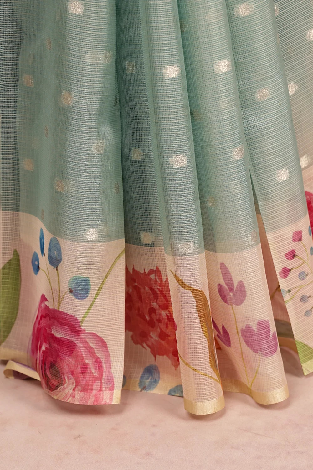 Pastel Green Silky Kota Saree