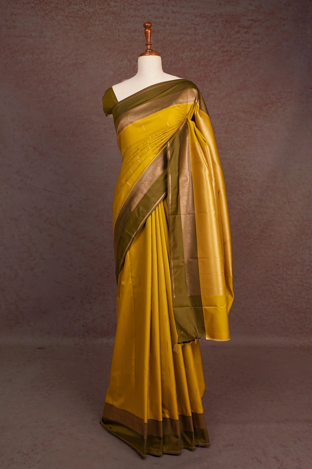 Olive Gold Semi Silk Saree