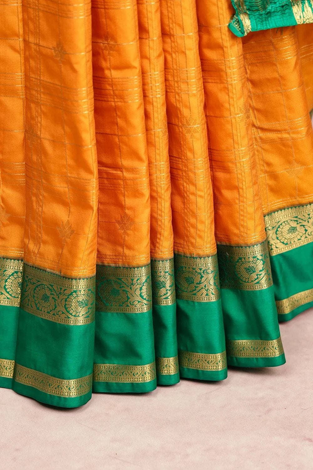 Mango Yellow Semi Silk Saree