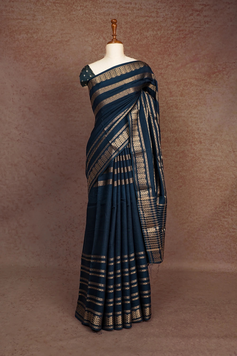 Saphire Blue Semi Banarasi Saree