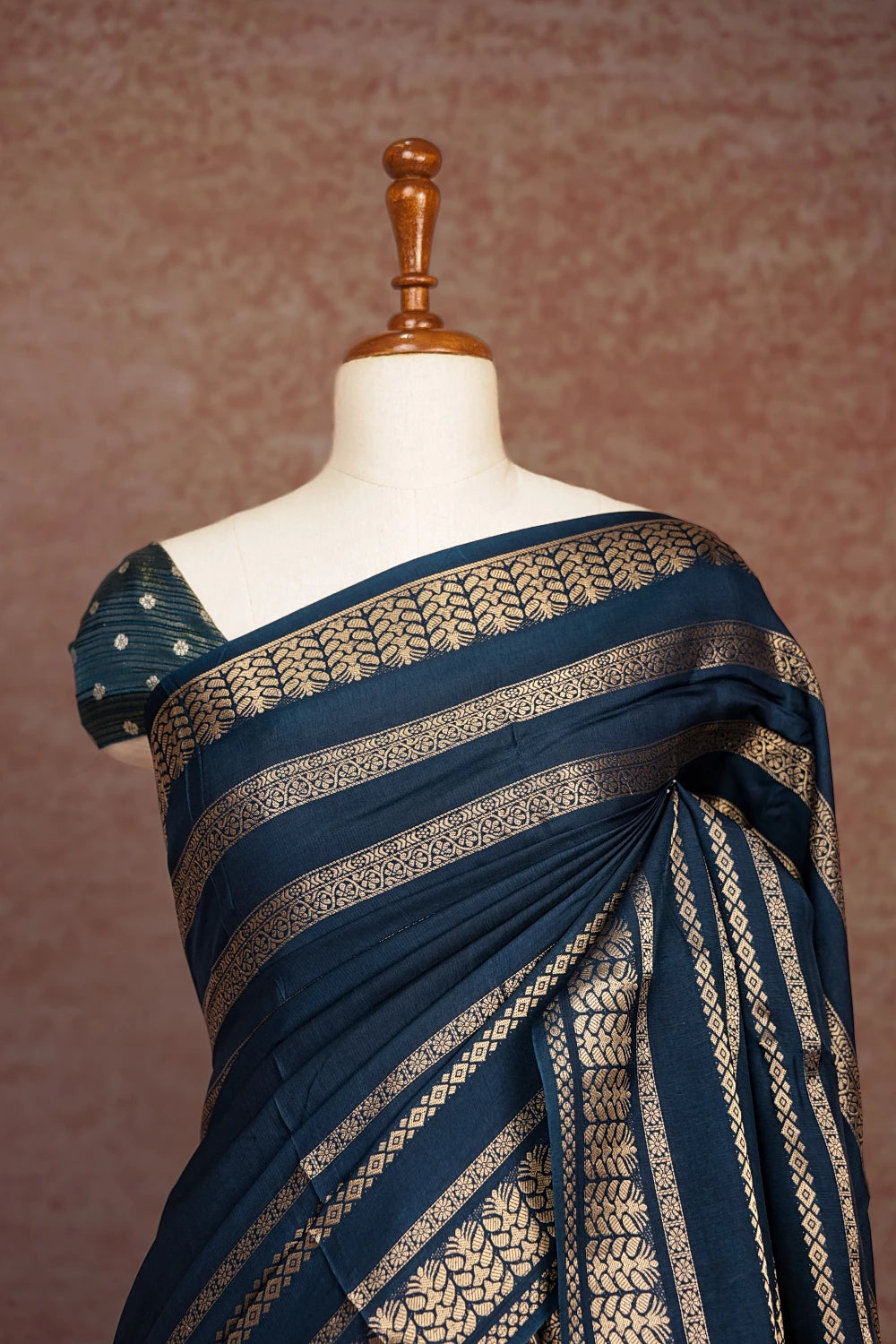 Saphire Blue Semi Banarasi Saree
