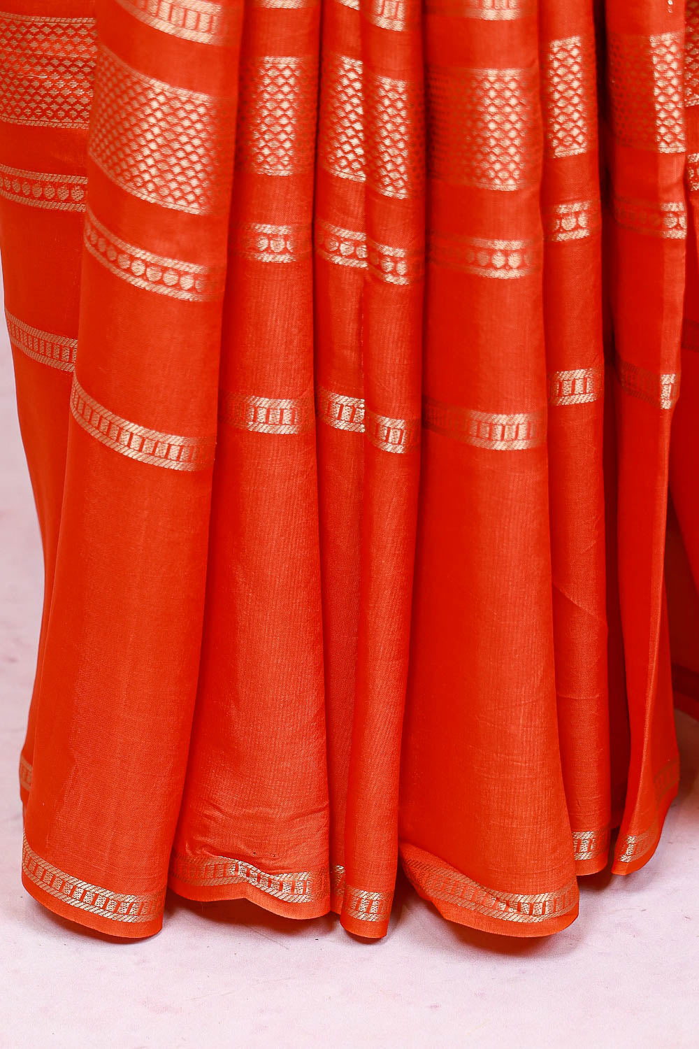 Orange Semi Banarasi Saree