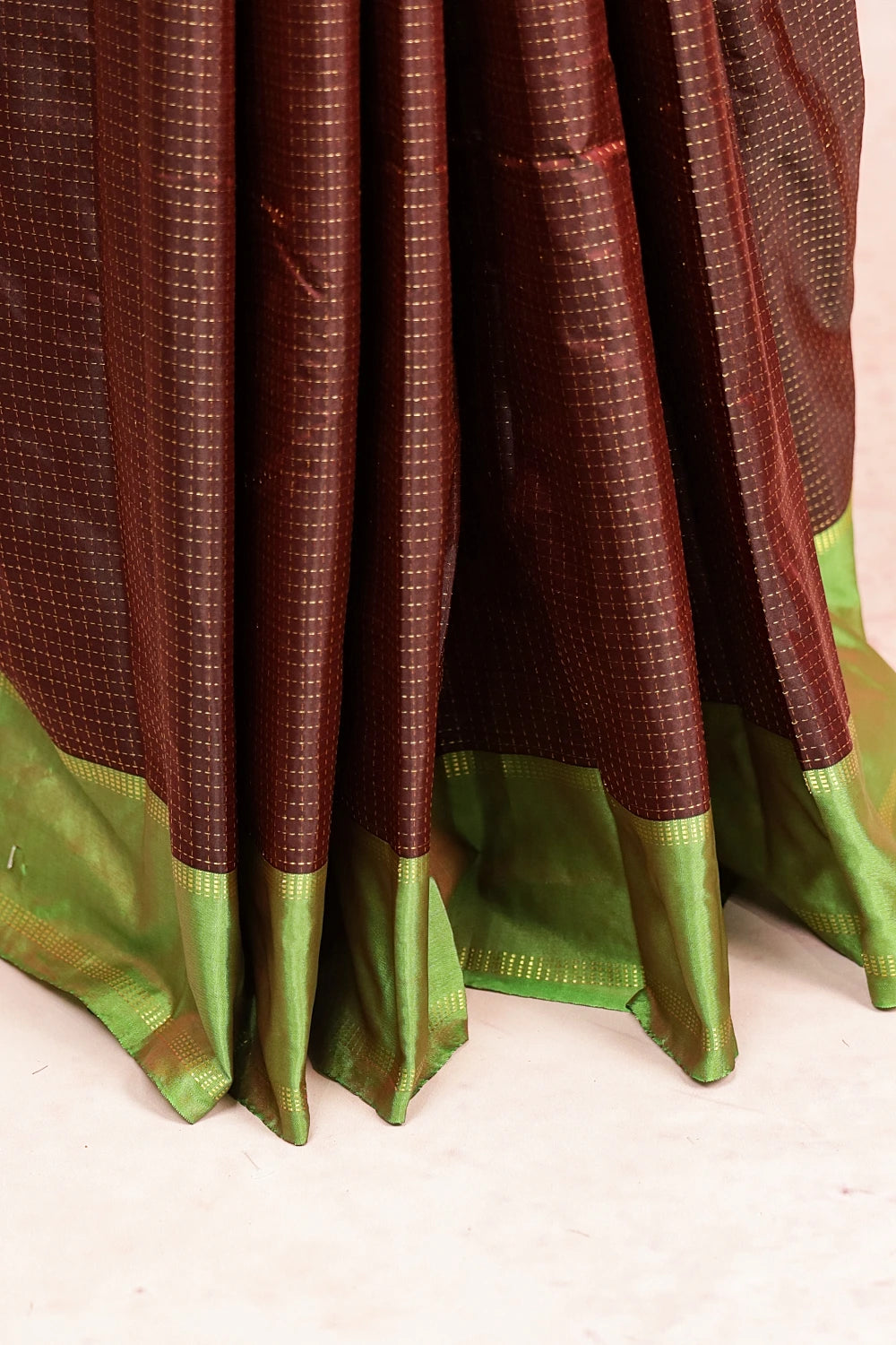 Dark Brown Semi Kanchi Soft Silk Saree