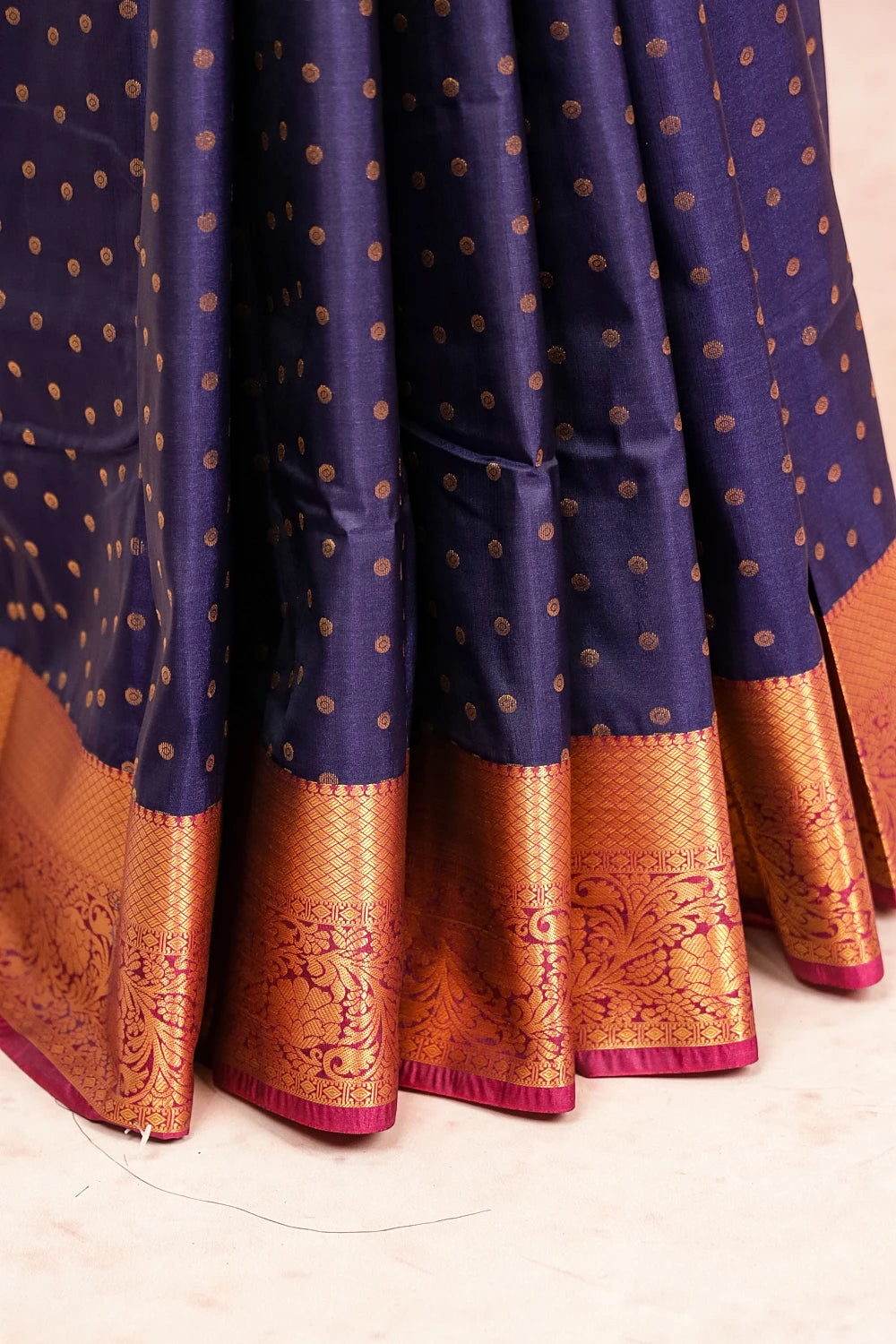 Navy Blue Semi Kanchi Soft Silk Saree