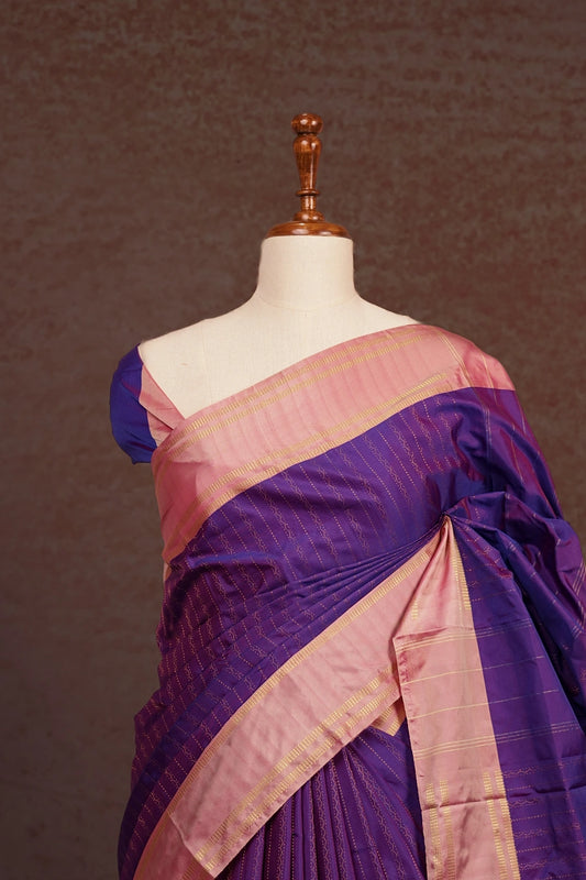 Violet Blue Semi Silk Saree