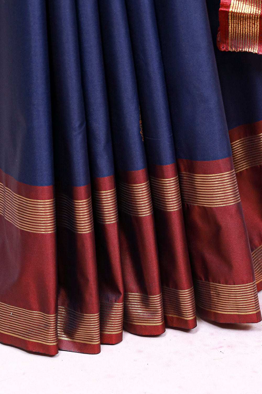 Navy Blue Semi Kanchi Soft Silk Saree