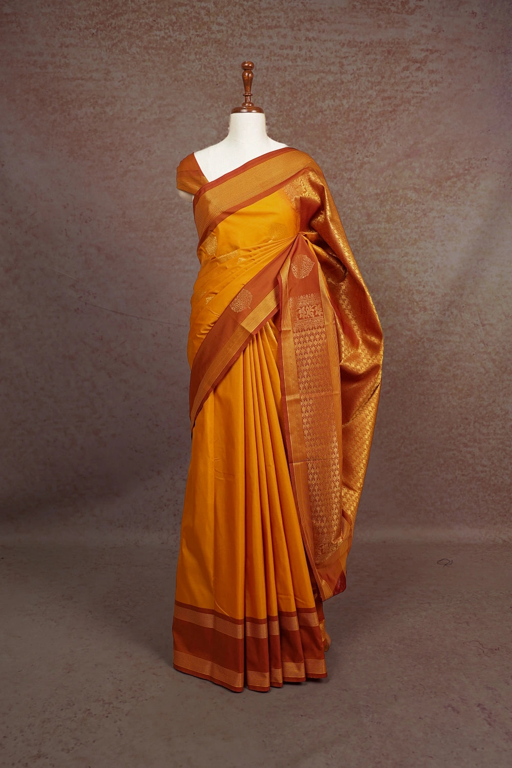 Mango Yellow Semi Kanchi Soft Silk Saree