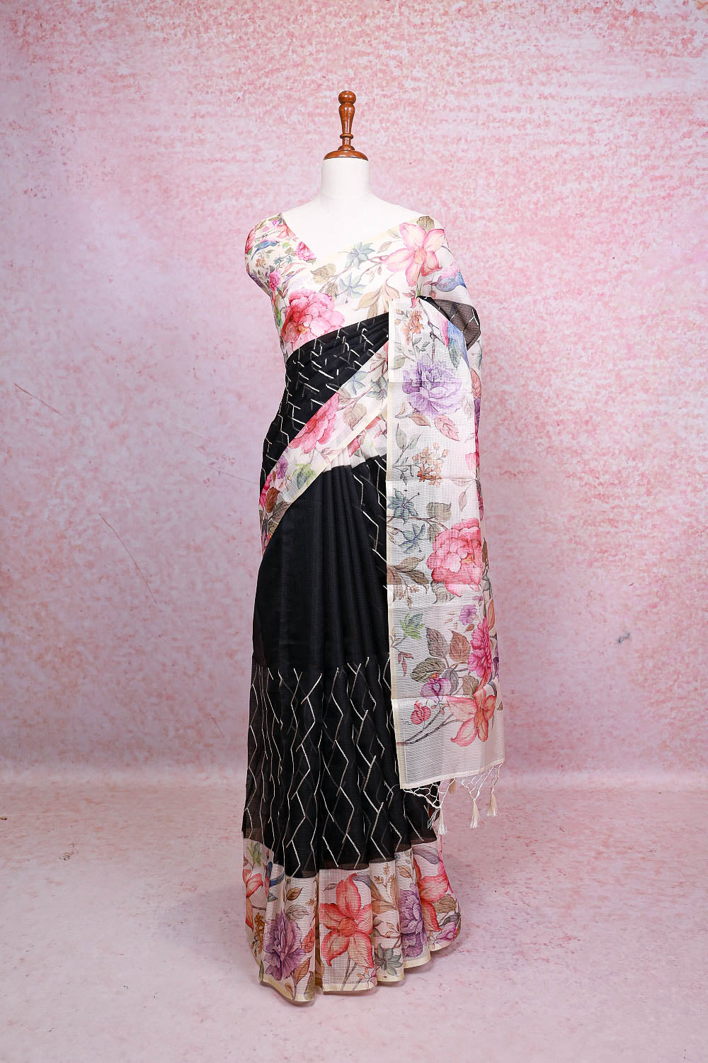 Black Net Kota Saree