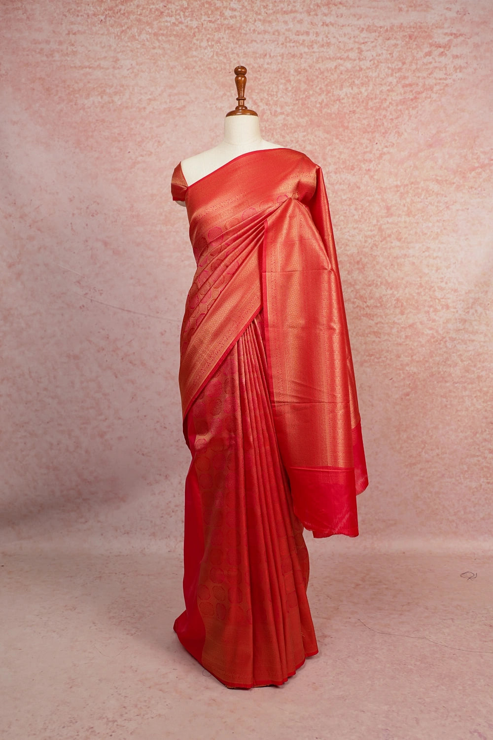 Red Semi Kanchi Soft Silk Saree