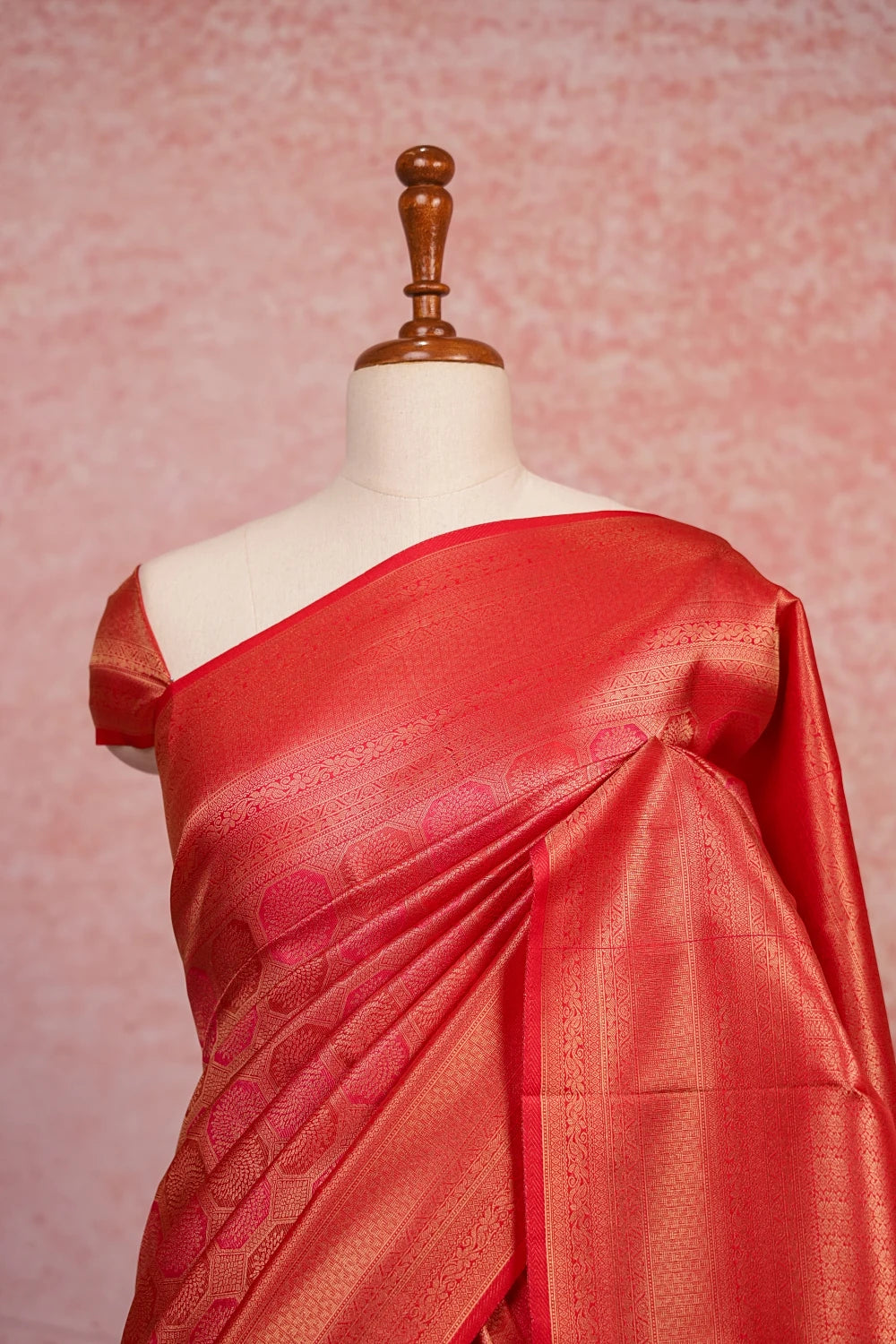 Red Semi Kanchi Soft Silk Saree