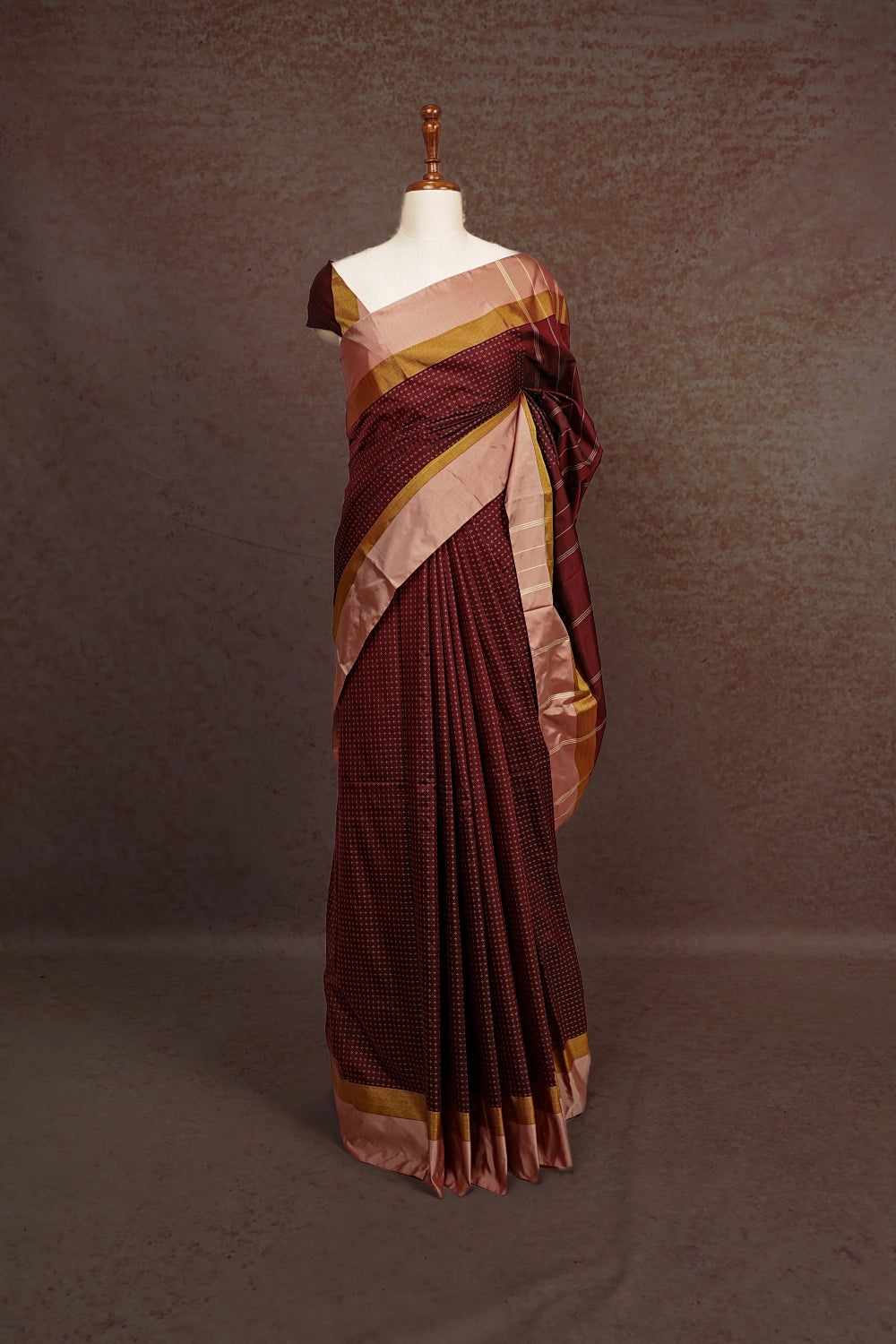 Dark Brown Semi Silk Saree