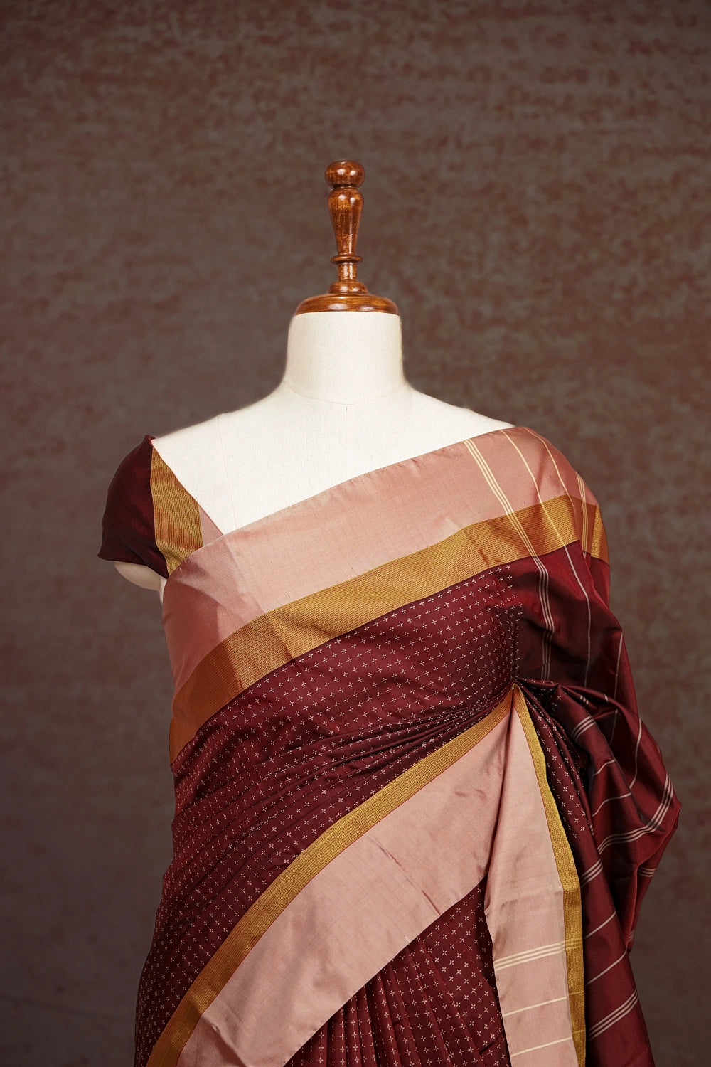 Dark Brown Semi Silk Saree