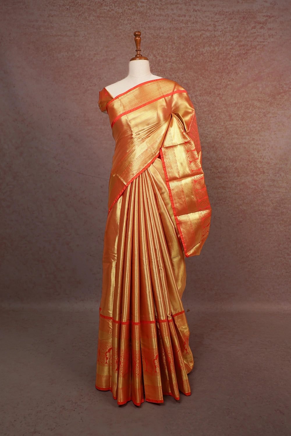 Orange Semi Tissue Silk Saree