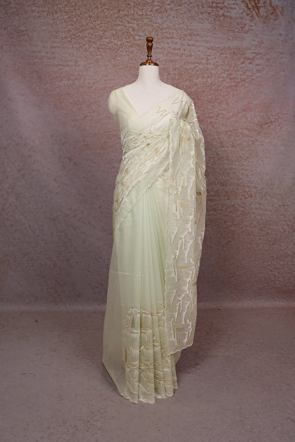 Light Green Semi Organza Saree