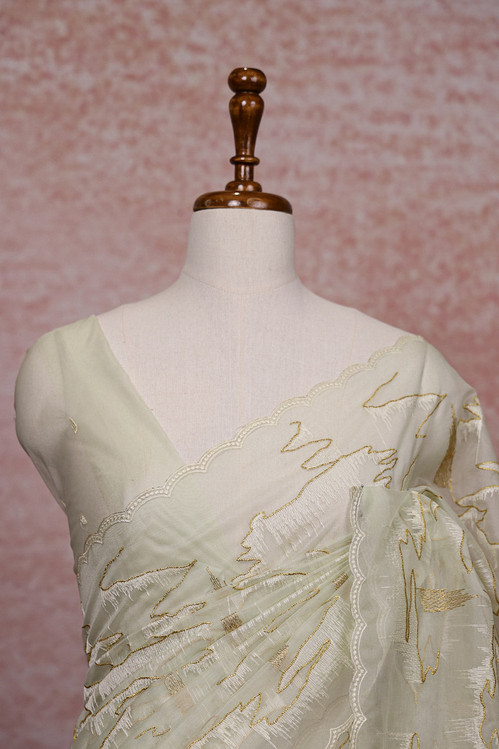 Light Green Semi Organza Saree