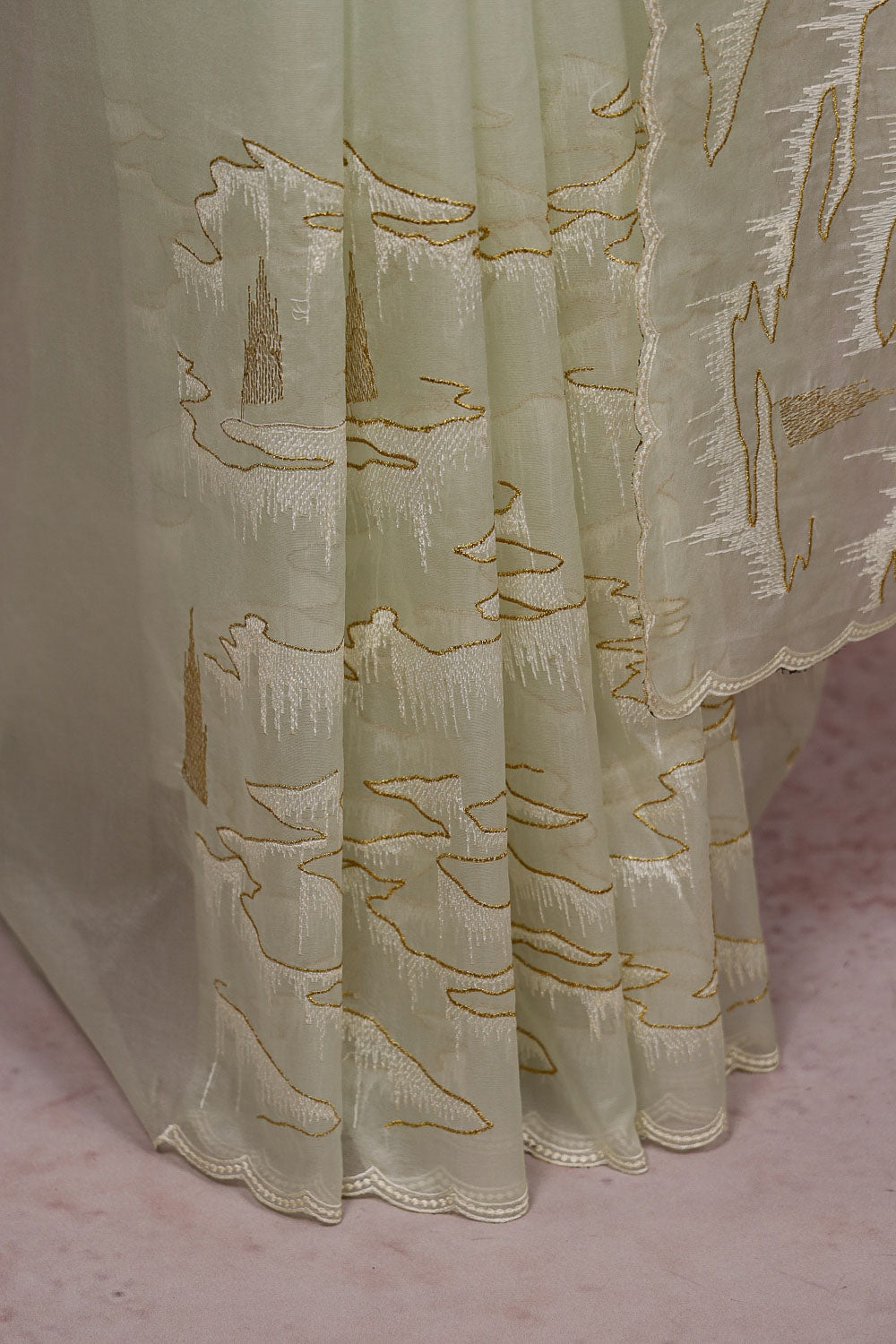 Light Green Semi Organza Saree