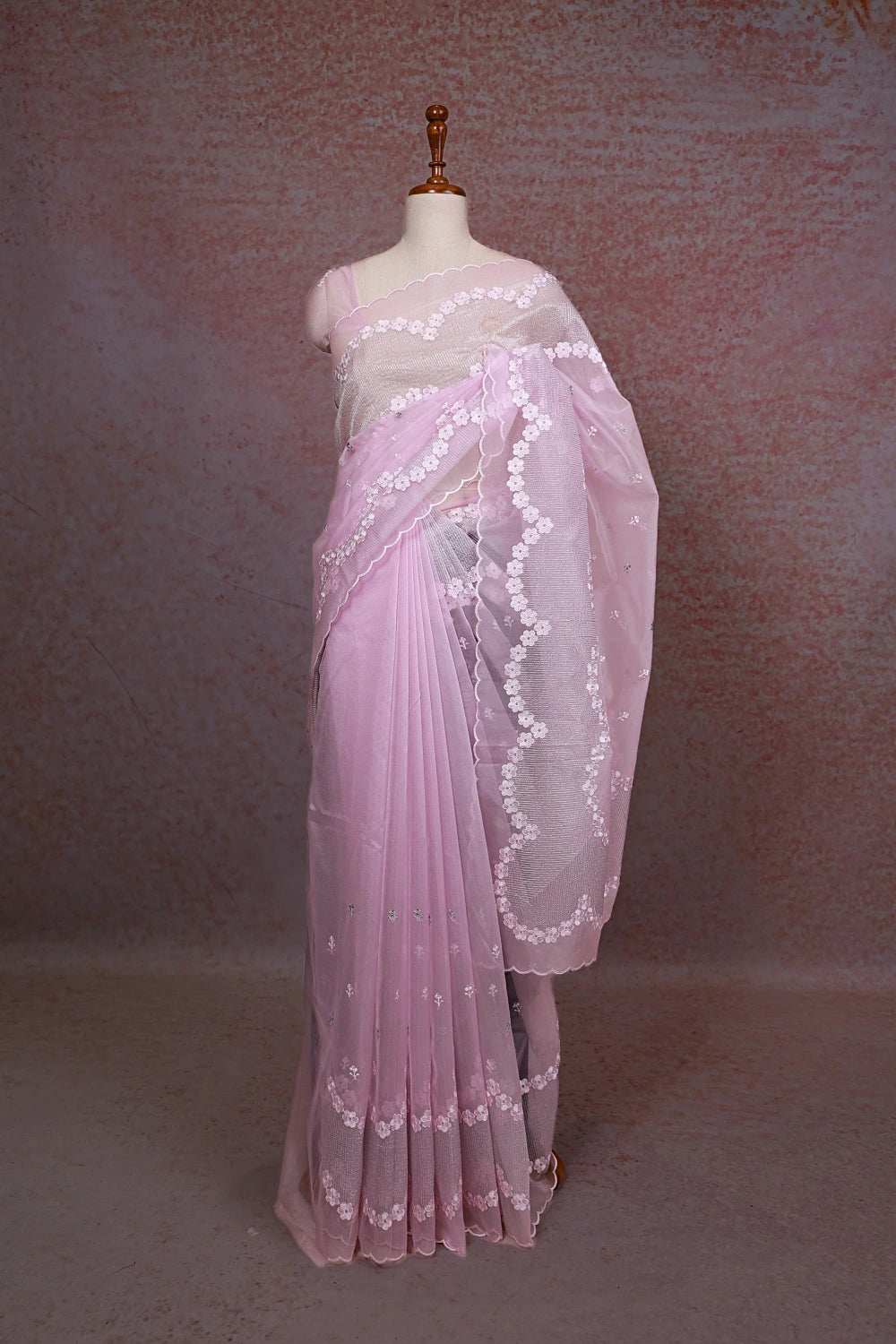Light Pink Semi Organza Saree
