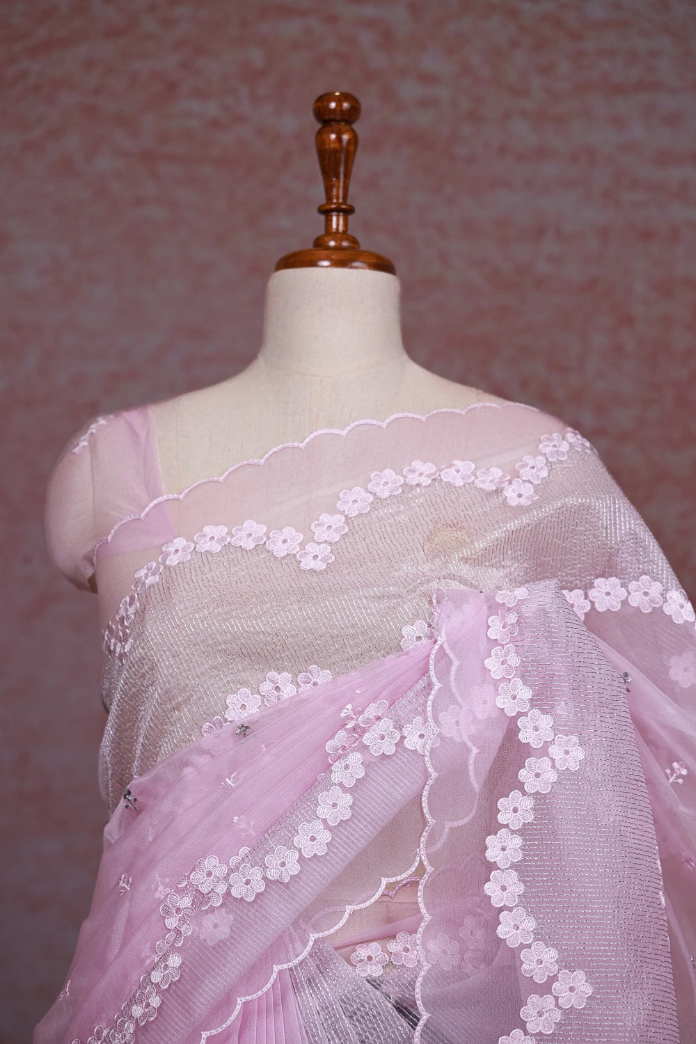 Light Pink Semi Organza Saree