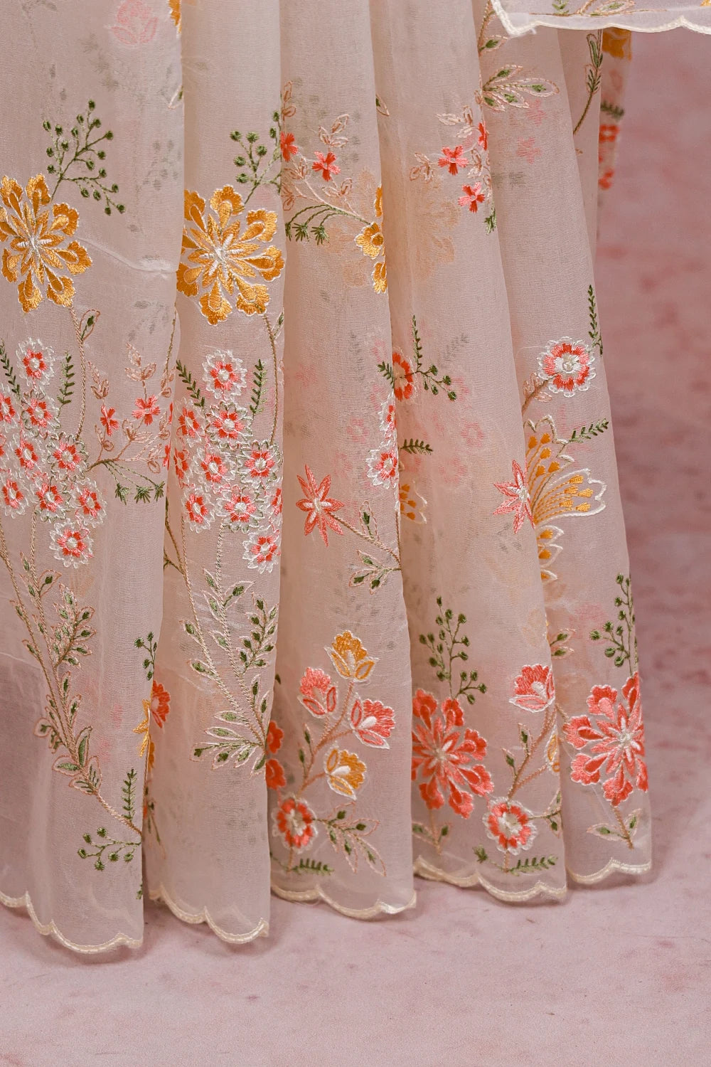 White Semi Organza Saree