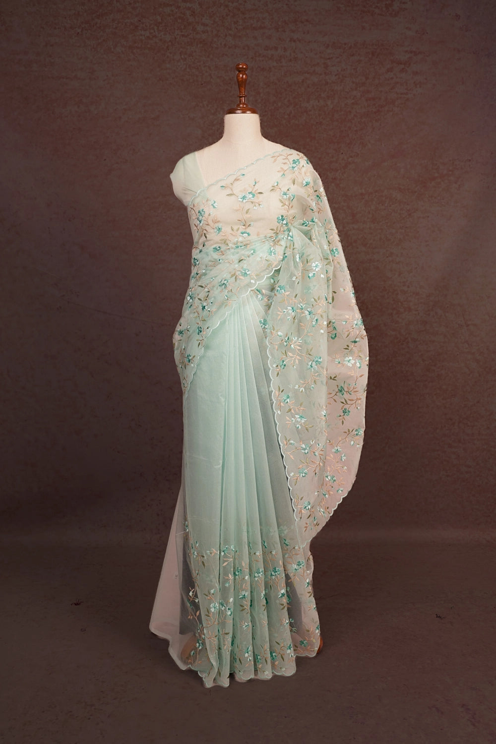 Sea Green Semi Organza Saree