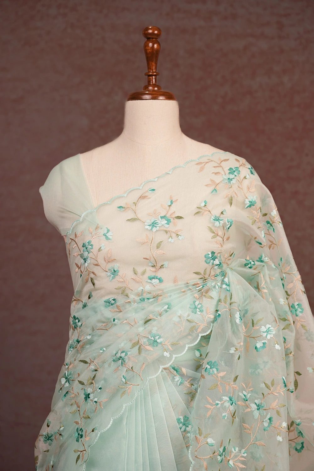 Sea Green Semi Organza Saree