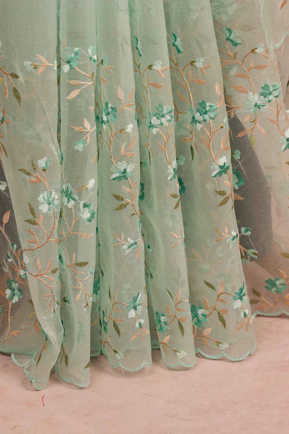 Sea Green Semi Organza Saree