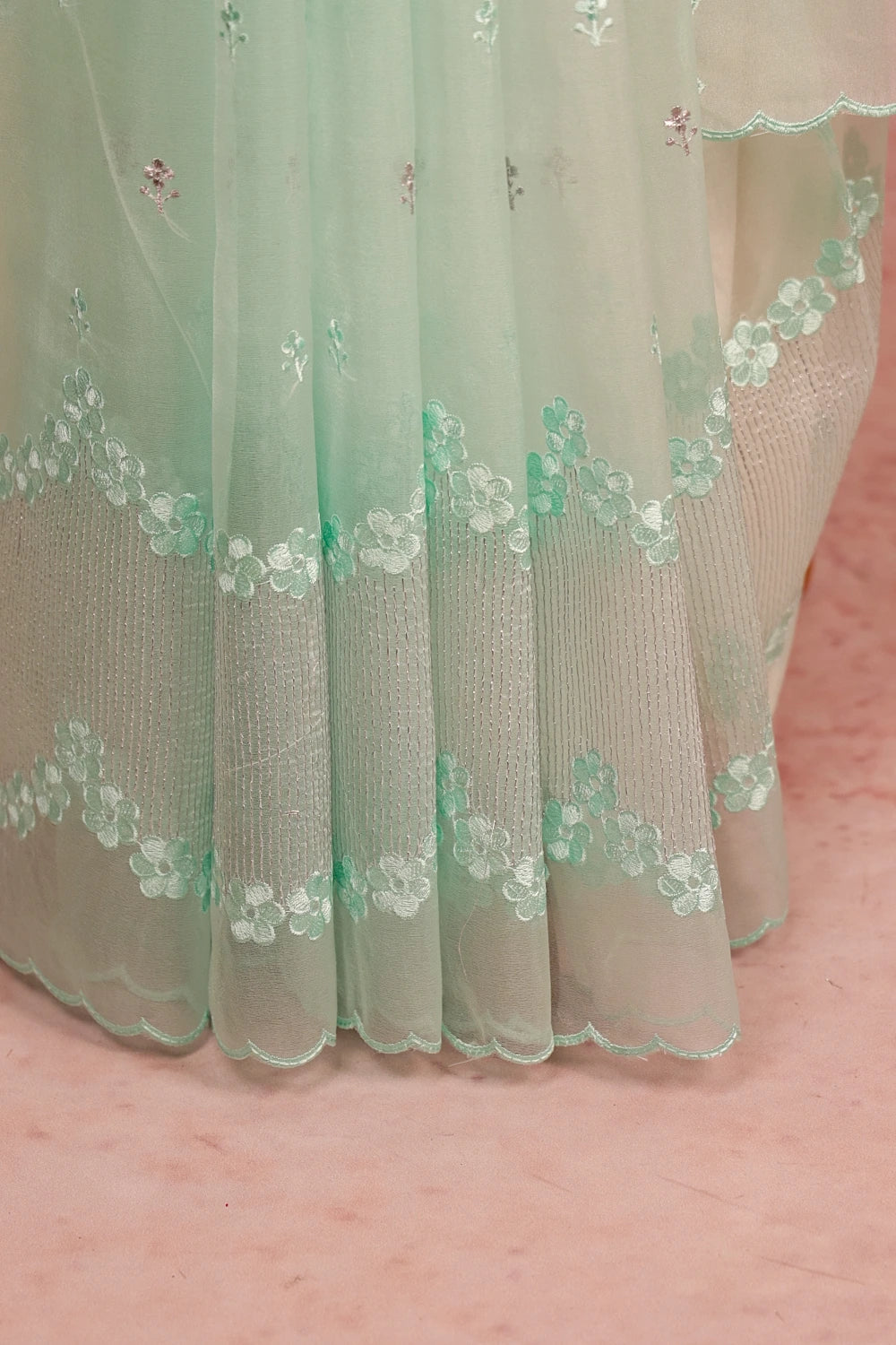 Sapphire Green Semi Organza Saree