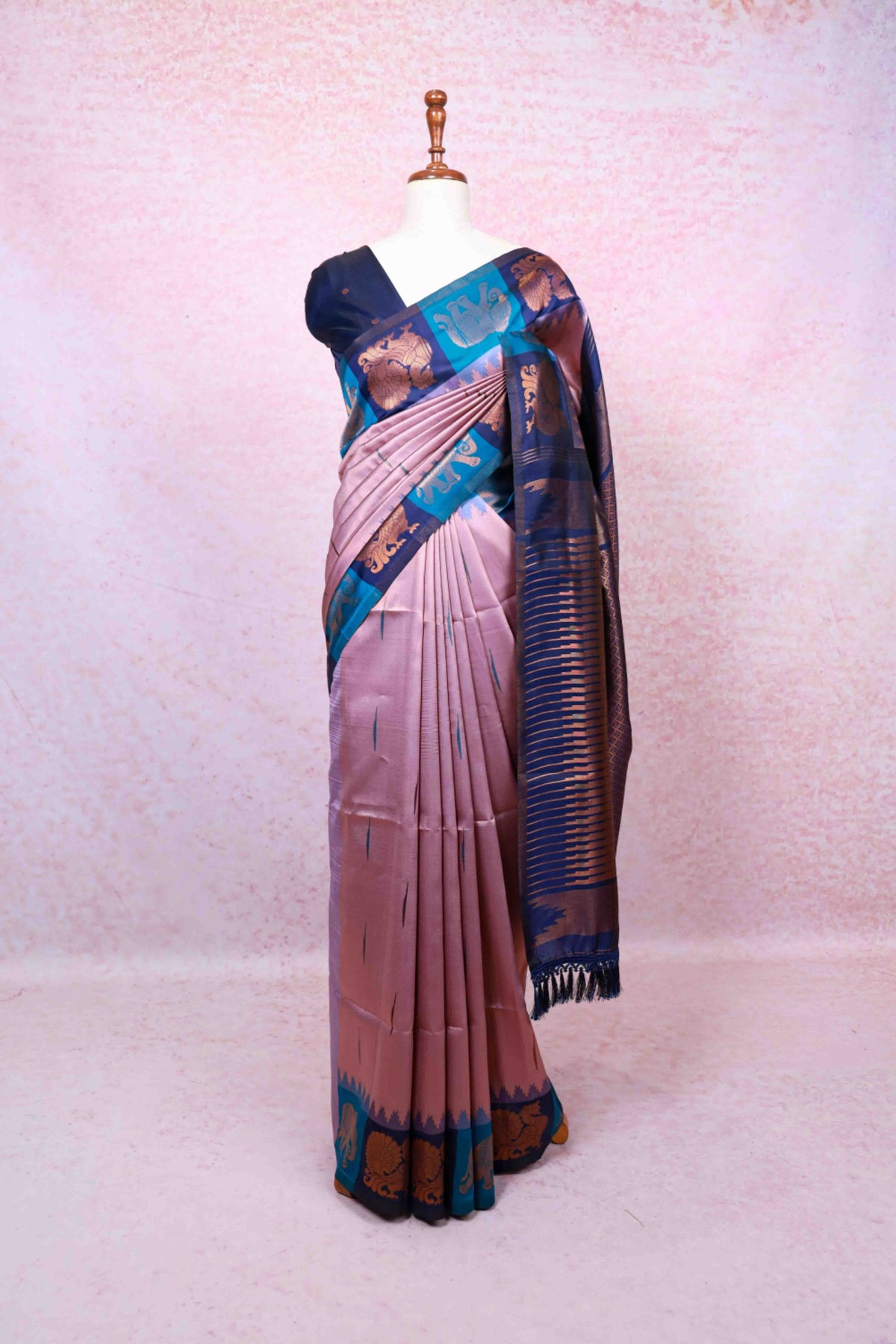 Light Lavender Semi Silk Saree - Seematti