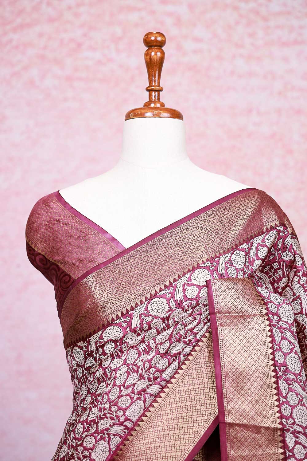Wine Semi Tussar Saree