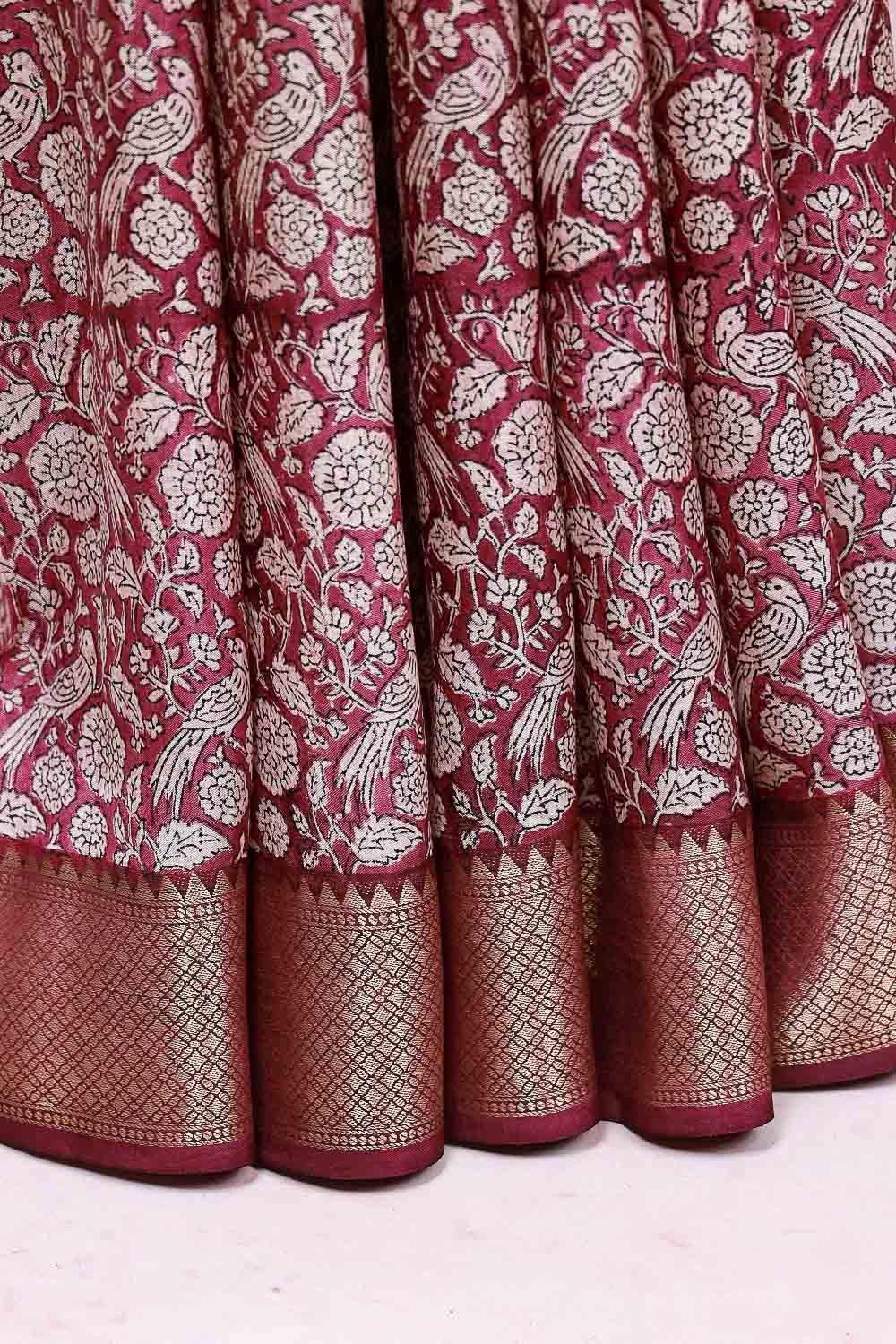 Wine Semi Tussar Saree