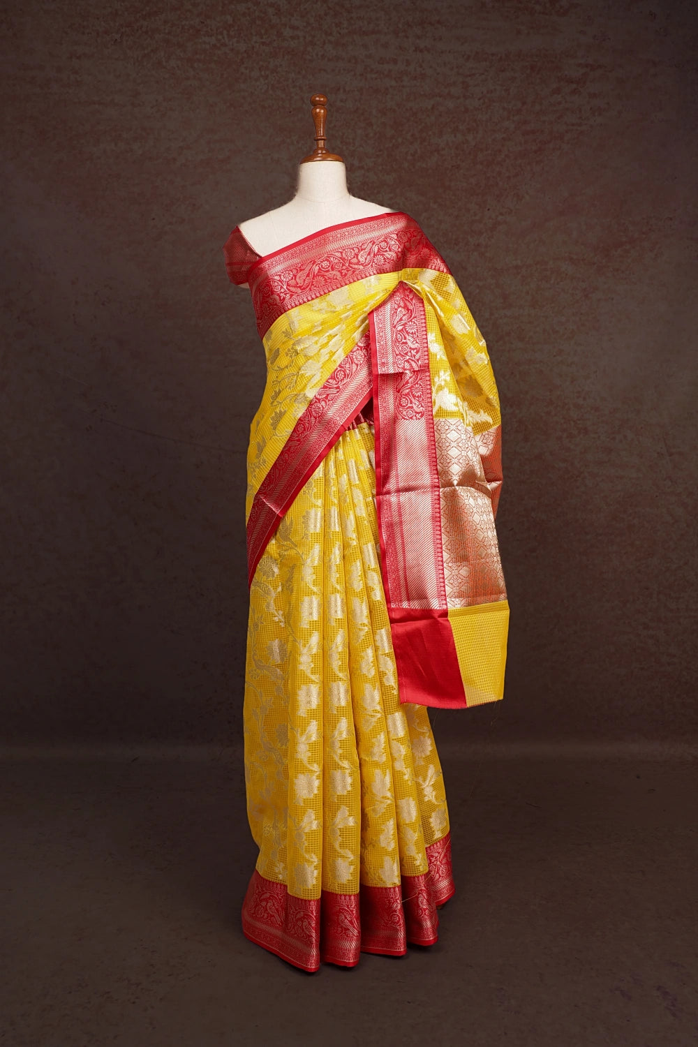 Yellow Semi Organza Saree